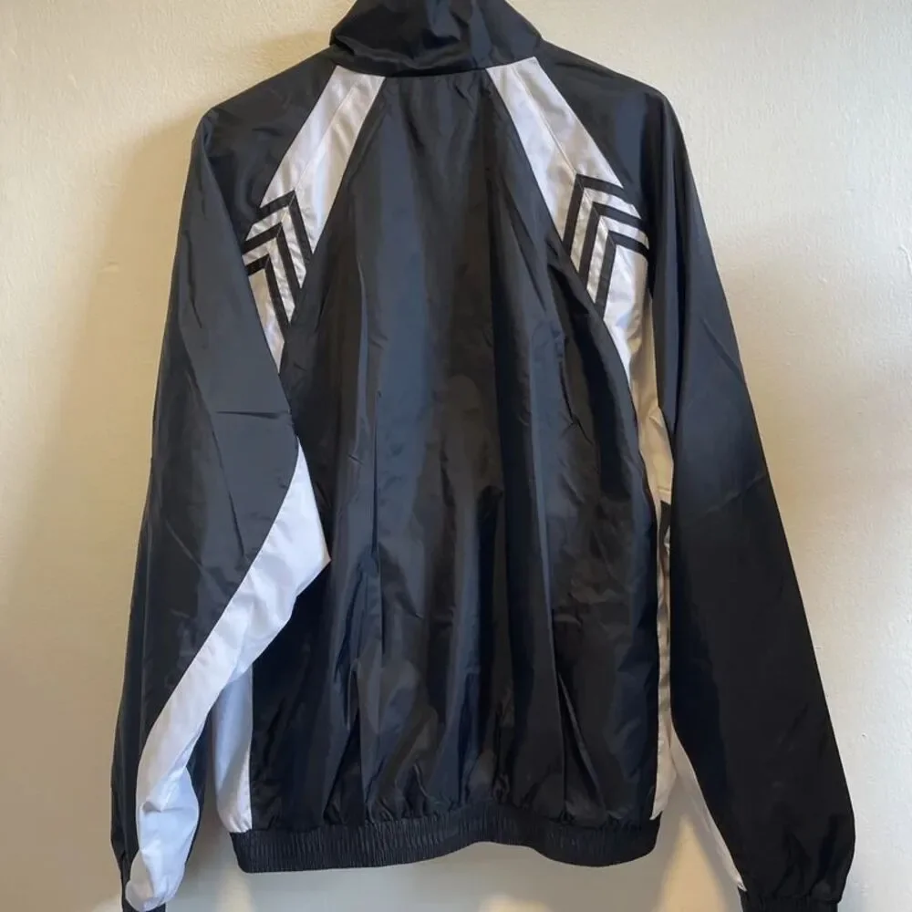 Y2K Cal Football Adidas Mens Medium Black White Full Zip Windbreaker Vintage EUC